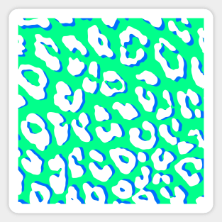 White Leopard Print Green Blue Sticker